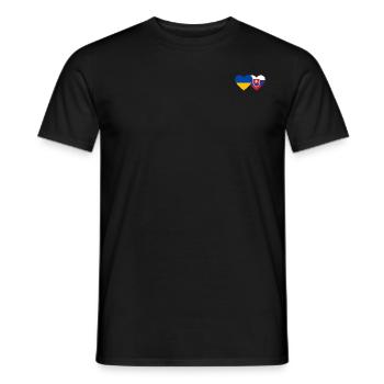 Ukraine Slovakia Flag Heart - Men's T-Shirt - black - Front - AI Model Male 178 light (178cm)