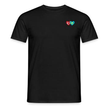 Turquie Kazakhstan Drapeau Coeur - T-shirt homme - noir - Devant - AI Model Male 178 light (178cm)