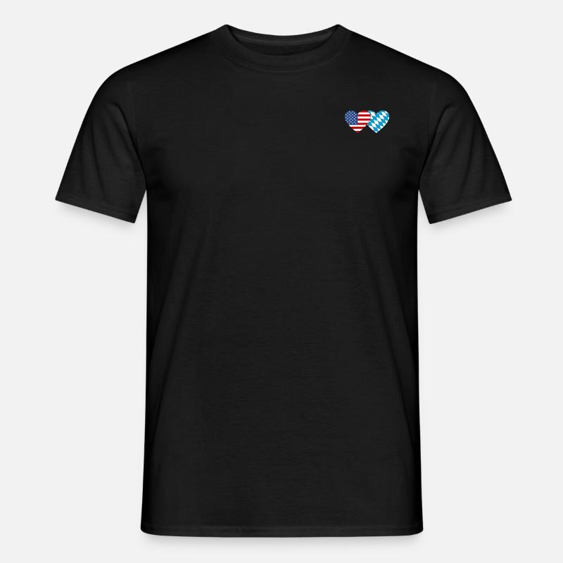 Amerika Bayern Flagge Herz - Männer T-Shirt - Schwarz