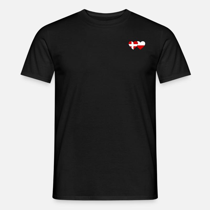 Danmark Polen Flag Hjerte - Mænd T-shirt - sort