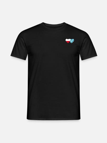 Pologne Bavière Drapeau Coeur - T-shirt homme - noir