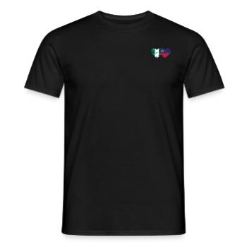 Nigeria Liechtenstein Flagge Herz used - Männer T-Shirt - Schwarz - Vorne - AI Model Male 178 light (178cm)
