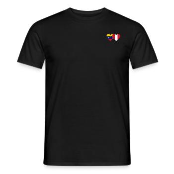 Venezuela Peru Flag Hands Heart Shape - Men's T-Shirt - black - Front - AI Model Male 178 light (178cm)