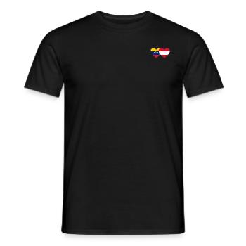 Venezuela Austria Flag Hands Heart Shape - Men's T-Shirt - black - Front - AI Model Male 178 light (178cm)