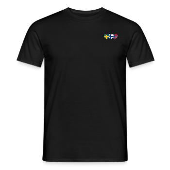 Suède Finlande Norvège Drapeau Cœur - T-shirt homme - noir - Devant - AI Model Male 178 light (178cm)