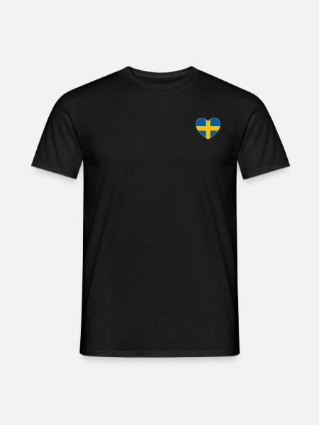 Szwecja Flaga Serce - Mænd T-shirt - sort