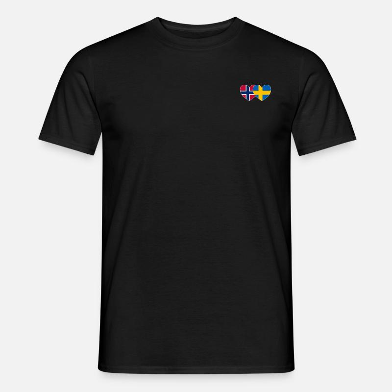 Norge Sverige Flag Hjerte - Mænd T-shirt - sort