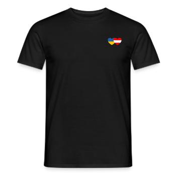 Ukraine Austria Flag Heart - Men's T-Shirt - black - Front - AI Model Male 178 light (178cm)