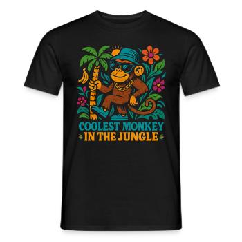 Coolest Monkey in the Jungle – Retro-Affe mit Stil - Männer T-Shirt - Schwarz - Vorne - AI Model Male 178 light (178cm)
