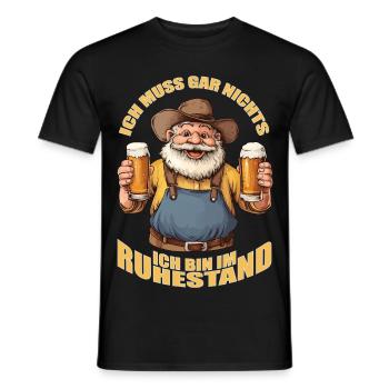 Rentner Ich muss gar nichts Rente 2025 Ruhestand - Männer T-Shirt - Schwarz - Vorne - AI Model Male 178 light (178cm)