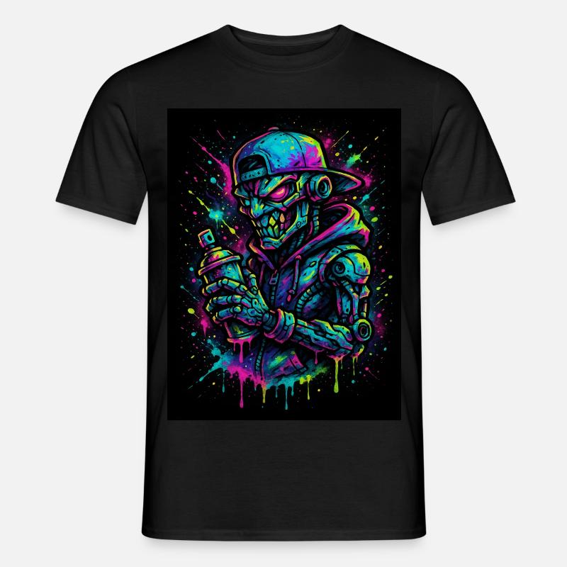 graffiti robot - Männer T-Shirt - Schwarz