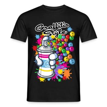 Graffitis cartoon style - T-shirt homme - noir - Devant - AI Model Male 178 light (178cm)
