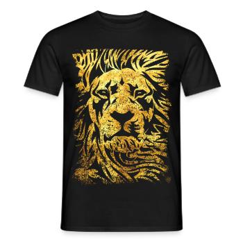 Lion - Gold - Lion's Head - Wild cat - Men's T-Shirt - black - Front - AI Model Male 178 light (178cm)