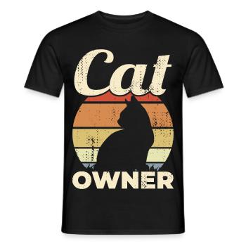 Cat Owner Vintage Look - Männer T-Shirt - Schwarz - Vorne - AI Model Male 178 light (178cm)