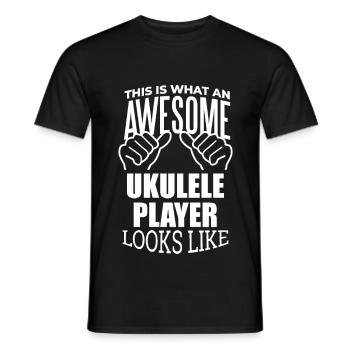 Ukulele - Men's T-Shirt - black - Front - AI Model Male 178 light (178cm)