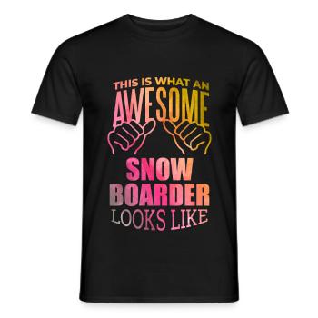 Snowboard - Männer T-Shirt - Schwarz - Vorne - AI Model Male 178 light (178cm)