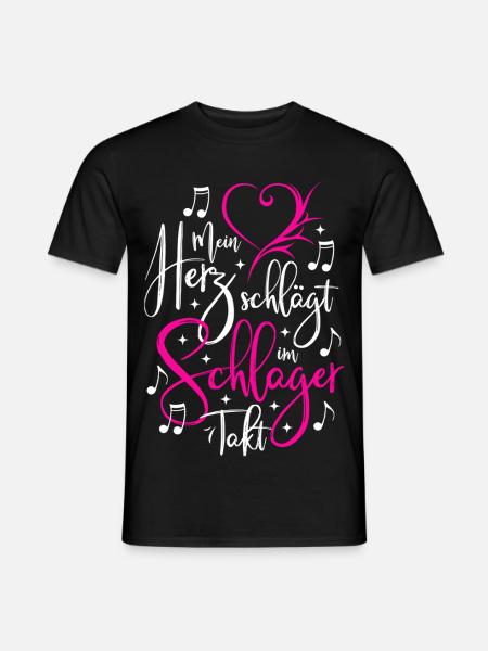 Mein Herz schlägt im Schlagertakt - Männer T-Shirt - Schwarz