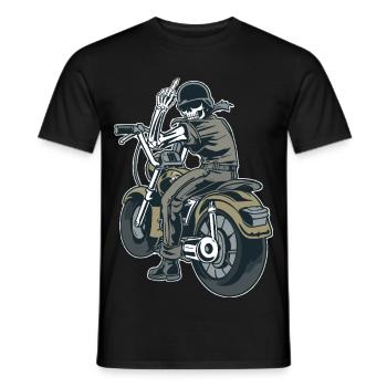 Motorcycle Biker Fuck you Provocation Skeleton - Men's T-Shirt - black - Front - AI Model Male 178 light (178cm)