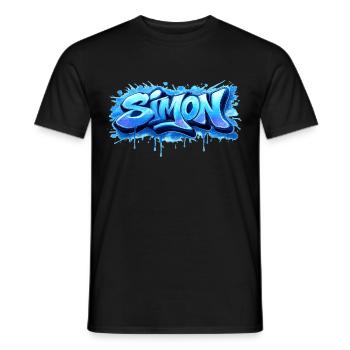 Graffiti  SIMON Prénom cadeau idéal imprimable  - T-shirt homme - noir - Devant - AI Model Male 178 light (178cm)