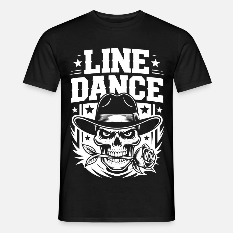 Line Dance Skelett mit Rose - Männer T-Shirt - Schwarz