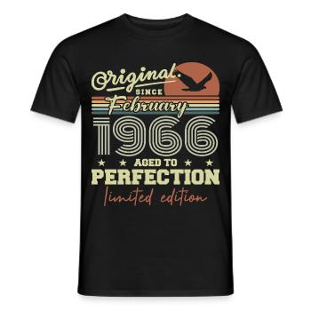 Anniversaire février 1966 - T-shirt homme - noir - Devant - AI Model Male 178 light (178cm)