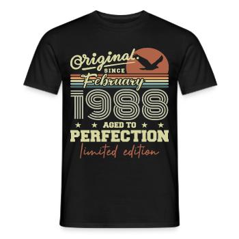 Geburtstag Februar 1988 - Männer T-Shirt - Schwarz - Vorne - AI Model Male 178 light (178cm)