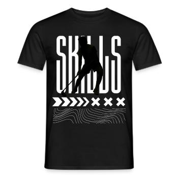 Skills  Floorball  - Männer T-Shirt - Schwarz - Vorne - AI Model Male 178 light (178cm)
