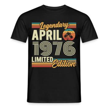 April 1976 50th Anniversary Gift - April 1976 - Men's T-Shirt - black - Front - AI Model Male 178 light (178cm)