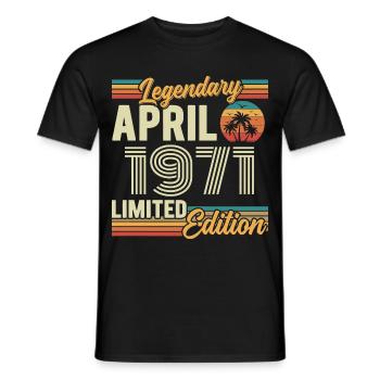 April 1971 55th Anniversary Gift - April 1971 - Men's T-Shirt - black - Front - AI Model Male 178 light (178cm)