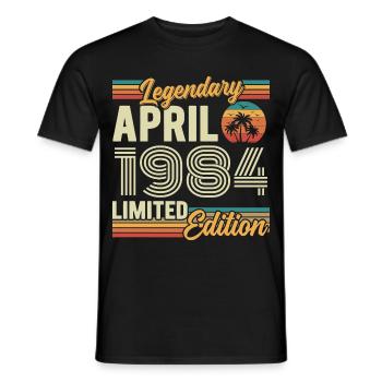 April 1984 42nd Anniversary Gift - April 1984 - Men's T-Shirt - black - Front - AI Model Male 178 light (178cm)