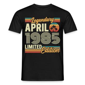 April 1985 41st Anniversary Gift - April 1985 - Men's T-Shirt - black - Front - AI Model Male 178 light (178cm)