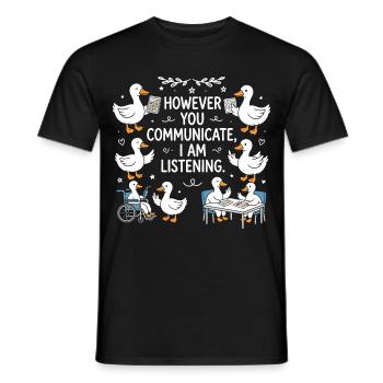 Egal, wie deine Stimme klingt, ich bleibe dran. - Männer T-Shirt - Schwarz - Vorne - AI Model Male 178 light (178cm)