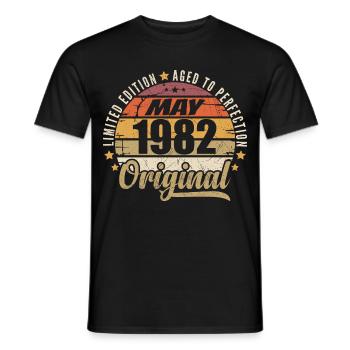 Design Vintage Mai 1982 Édition Limitée Mai 1982 - T-shirt homme - noir - Devant - AI Model Male 178 light (178cm)