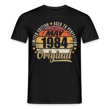 Design Vintage Mai 1984 Édition Limitée Mai 1984 - T-shirt homme - noir - Devant - AI Model Male 178 light (178cm)