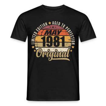 Design Vintage Mai 1981 Édition Limitée Mai 1981 - T-shirt homme - noir - Devant - AI Model Male 178 light (178cm)