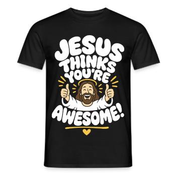 Jésus pense que tu es génial en disant - T-shirt homme - noir - Devant - AI Model Male 178 light (178cm)