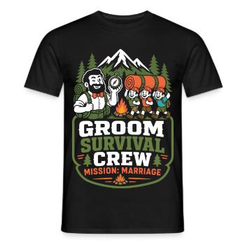 Groom Survival Crew – Mission Wedding - Men's T-Shirt - black - Front - AI Model Male 178 light (178cm)