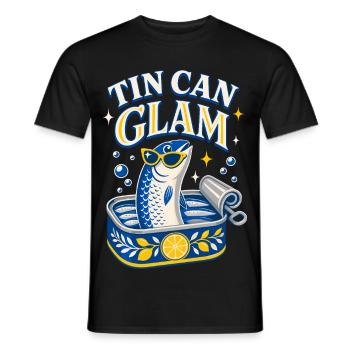 Tin Can Glam Sardines with Sunglasses - Men's T-Shirt - black - Front - AI Model Male 178 light (178cm)