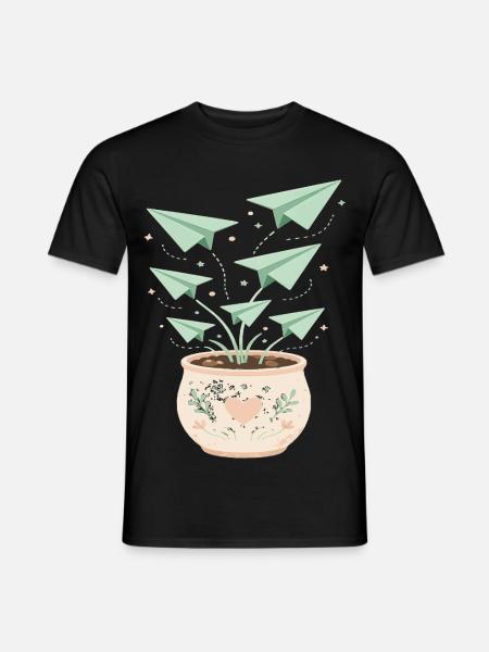 Wachsende Origami-Luftpflanzen - Männer T-Shirt - Schwarz