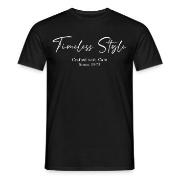 Style intemporel depuis 1973 Script Typographie - T-shirt homme - noir - Devant - AI Model Male 178 light (178cm)