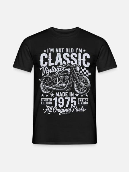 1975 Jahrgang geboren Motorrad Geburtstag Geschenk - Männer T-Shirt - Schwarz