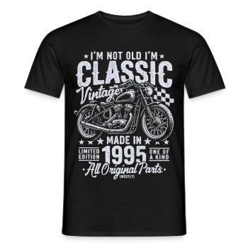 1995 Vintage Born Motorcycle Birthday Gift - Men's T-Shirt - black - Front - AI Model Male 178 light (178cm)