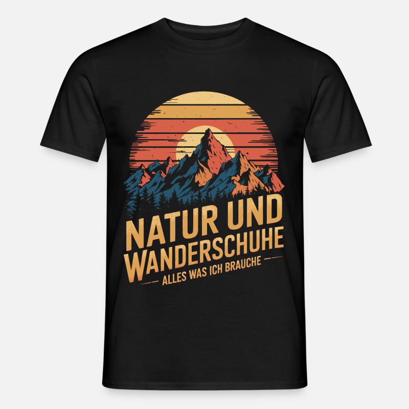 Wandern Wald Berge Wanderschuhe Spruch - Männer T-Shirt - Schwarz