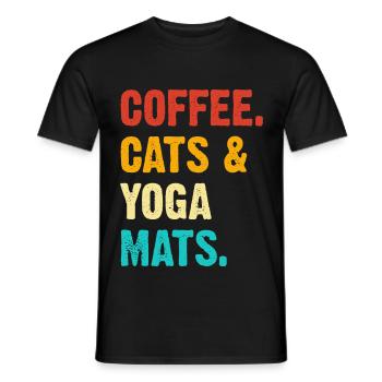Coffee Cats Yoga Mats - Men's T-Shirt - black - Front - AI Model Male 178 light (178cm)