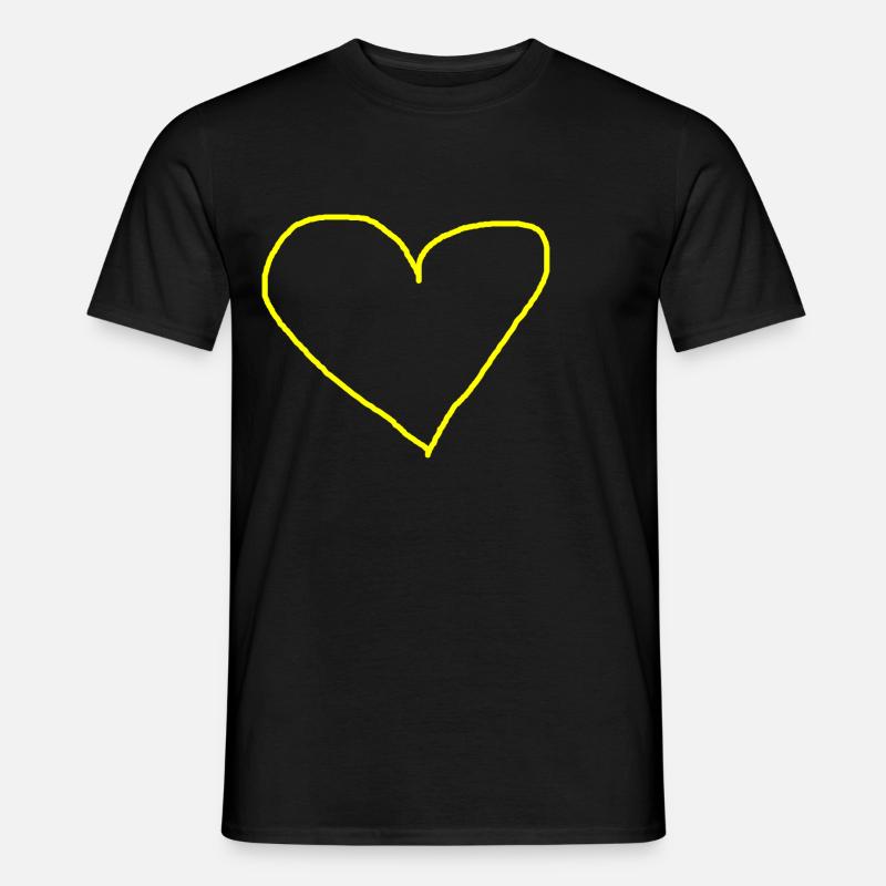 Herz gelb Herzchen Geschenkidee - Männer T-Shirt - Schwarz