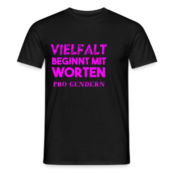 Vielfalt beginnt mit Worten Geschenk pro gendern - Männer T-Shirt - Schwarz - Vorne - AI Model Male 178 light (178cm)