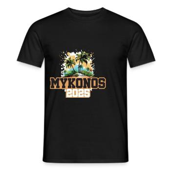 Mykonos 2025 Palmen - Männer T-Shirt - Schwarz - Vorne - AI Model Male 178 light (178cm)