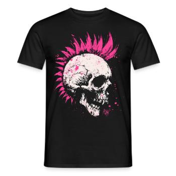 skull punk - Men's T-Shirt - black - Front - AI Model Male 178 light (178cm)
