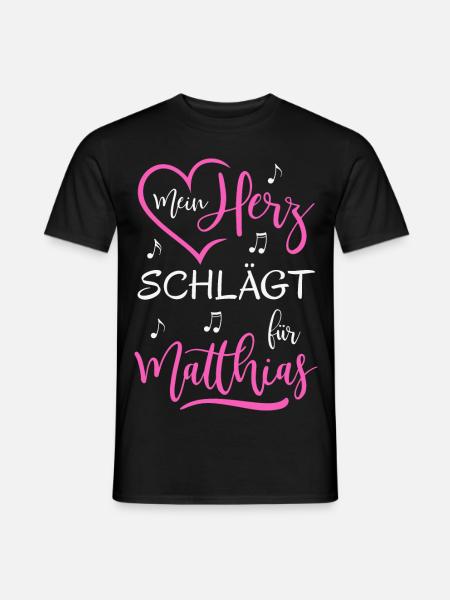 Mein Herz schlägt für Matthias - Männer T-Shirt - Schwarz