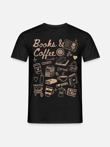 Coffee and Books doodles - Mænd T-shirt - sort
